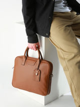 Leather Flandres Briefcase 1 Compartment Etrier Brown flandres EFLA8251-vue-porte