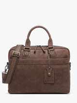 Leather Spider Briefcase 2 Compartments Etrier Brown spider ESPI8022