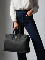 Handbag L Equestre Leather Etrier Black equestre EEQT142L-vue-porte