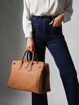 Sac  Main L Equestre Cuir Etrier Marron equestre EEQT142L-vue-porte