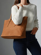 Shopping Bag Cavalier Nubuck Leather Etrier Brown cavalier nubuck ECAN127M-vue-porte